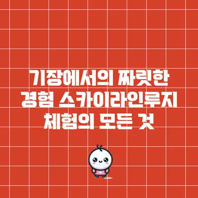 기장에서의 짜릿한 경험: 스카이라인루지 체험의 모든 것