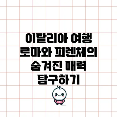 이탈리아 여행: 로마와 피렌체의 숨겨진 매력 탐구하기