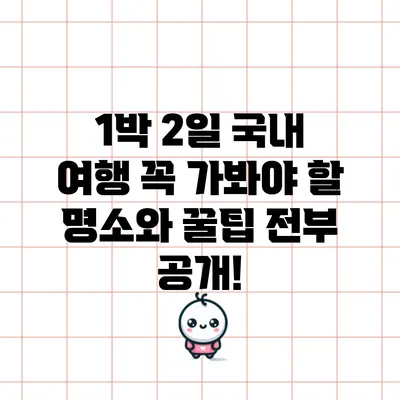 1박 2일 국내 여행: 꼭 가봐야 할 명소와 꿀팁 전부 공개!