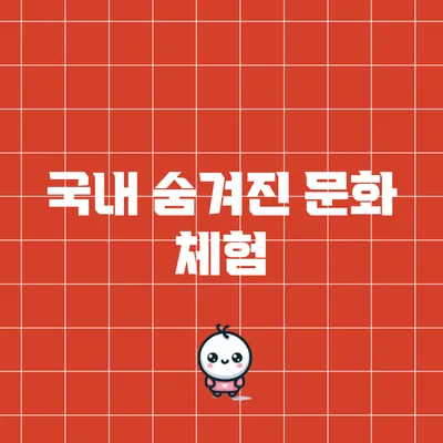 국내 숨겨진 문화 체험
