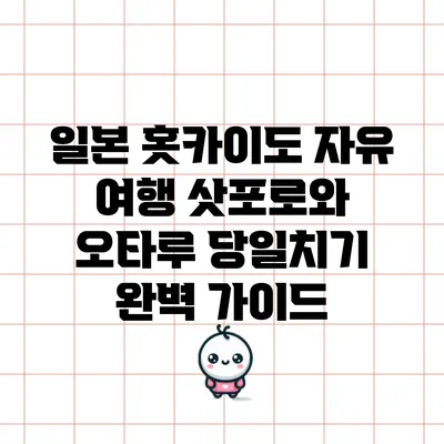 일본 홋카이도 자유 여행: 삿포로와 오타루 당일치기 완벽 가이드