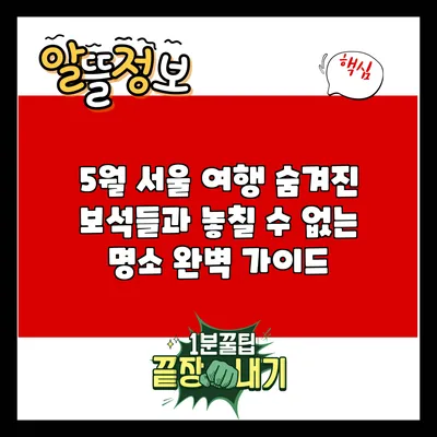 5월 서울 여행: 숨겨진 보석들과 놓칠 수 없는 명소 완벽 가이드