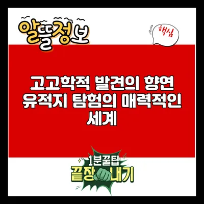 고고학적 발견의 향연: 유적지 탐험의 매력적인 세계