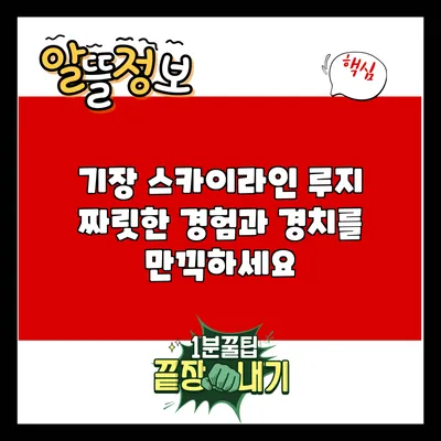 기장 스카이라인 루지: 짜릿한 경험과 경치를 만끽하세요