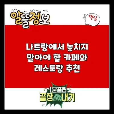 나트랑에서 놓치지 말아야 할 카페와 레스토랑 추천