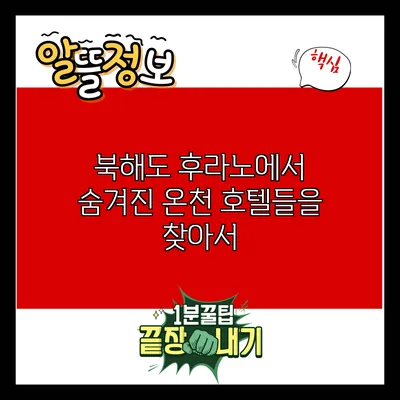 북해도 후라노에서 숨겨진 온천 호텔들을 찾아서