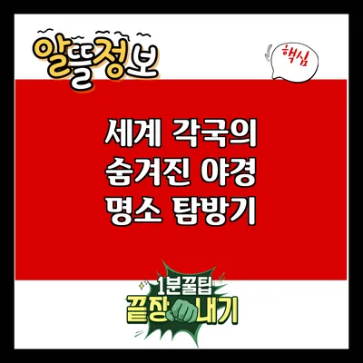 세계 각국의 숨겨진 야경 명소 탐방기