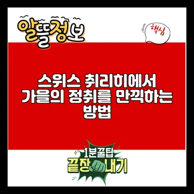 스위스 취리히에서 가을의 정취를 만끽하는 방법