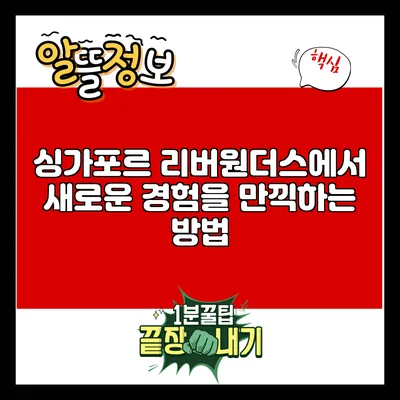 싱가포르 리버원더스에서 새로운 경험을 만끽하는 방법
