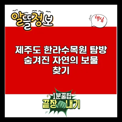 제주도 한라수목원 탐방: 숨겨진 자연의 보물 찾기