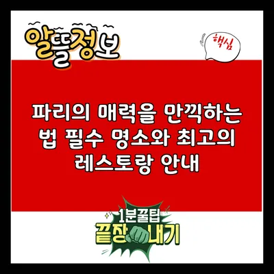 파리의 매력을 만끽하는 법: 필수 명소와 최고의 레스토랑 안내