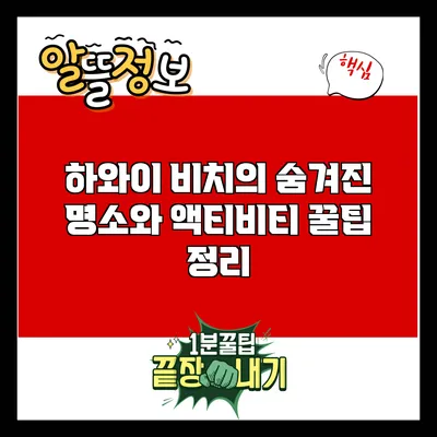 하와이 비치의 숨겨진 명소와 액티비티 꿀팁 정리