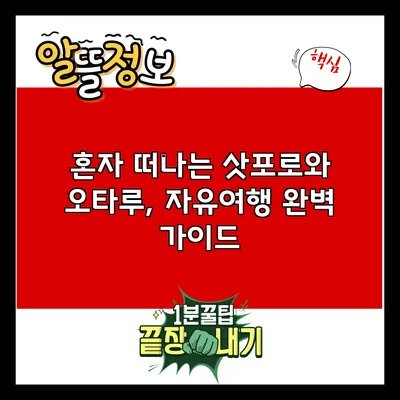 혼자 떠나는 삿포로와 오타루, 자유여행 완벽 가이드