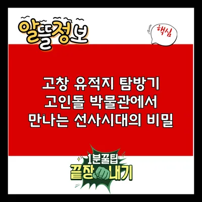 고창 유적지 탐방기: 고인돌 박물관에서 만나는 선사시대의 비밀