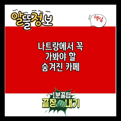 나트랑에서 꼭 가봐야 할 숨겨진 카페