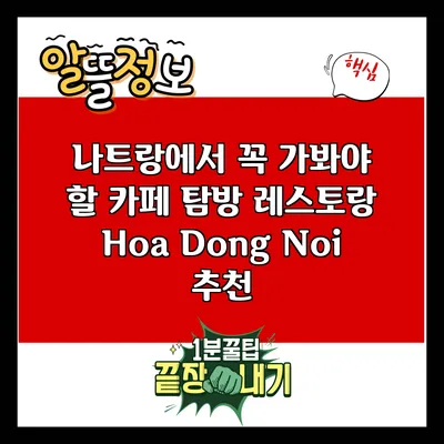 나트랑에서 꼭 가봐야 할 카페 탐방: 레스토랑 Hoa Dong Noi 추천