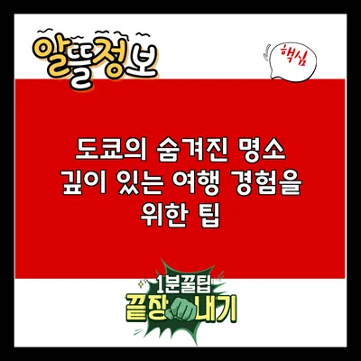 도쿄의 숨겨진 명소: 깊이 있는 여행 경험을 위한 팁