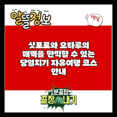 삿포로와 오타루의 매력을 만끽할 수 있는 당일치기 자유여행 코스 안내
