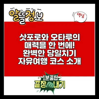 삿포로와 오타루의 매력을 한 번에! 완벽한 당일치기 자유여행 코스 소개