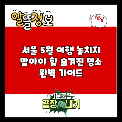 서울 5월 여행: 놓치지 말아야 할 숨겨진 명소 완벽 가이드