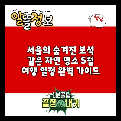 서울의 숨겨진 보석 같은 자연 명소 5월 여행 일정 완벽 가이드