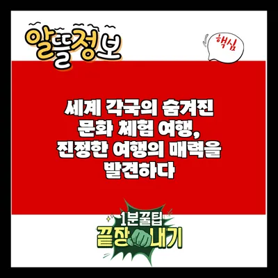 세계 각국의 숨겨진 문화 체험 여행, 진정한 여행의 매력을 발견하다