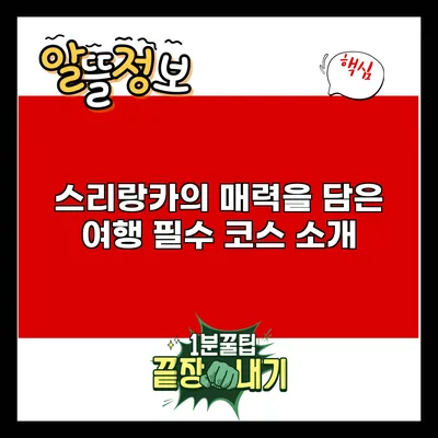 스리랑카의 매력을 담은 여행 필수 코스 소개