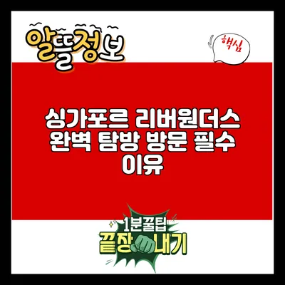 싱가포르 리버원더스 완벽 탐방: 방문 필수 이유