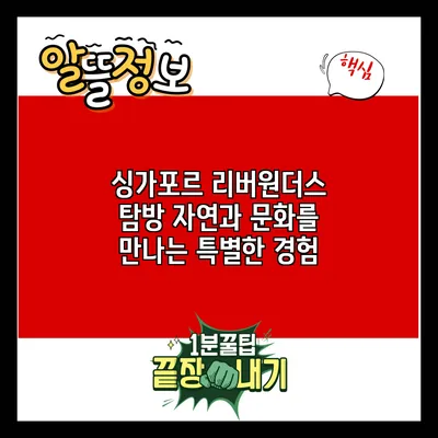 싱가포르 리버원더스 탐방: 자연과 문화를 만나는 특별한 경험