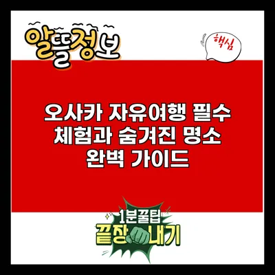 오사카 자유여행: 필수 체험과 숨겨진 명소 완벽 가이드