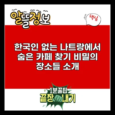 한국인 없는 나트랑에서 숨은 카페 찾기: 비밀의 장소들 소개
