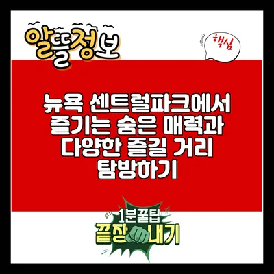 뉴욕 센트럴파크에서 즐기는 숨은 매력과 다양한 즐길 거리 탐방하기
