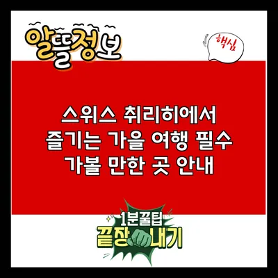 스위스 취리히에서 즐기는 가을 여행: 필수 가볼 만한 곳 안내