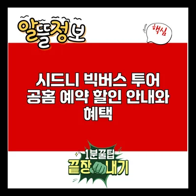 시드니 빅버스 투어: 공홈 예약 할인 안내와 혜택