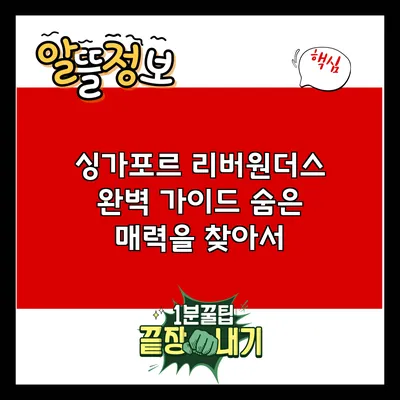 싱가포르 리버원더스 완벽 가이드: 숨은 매력을 찾아서
