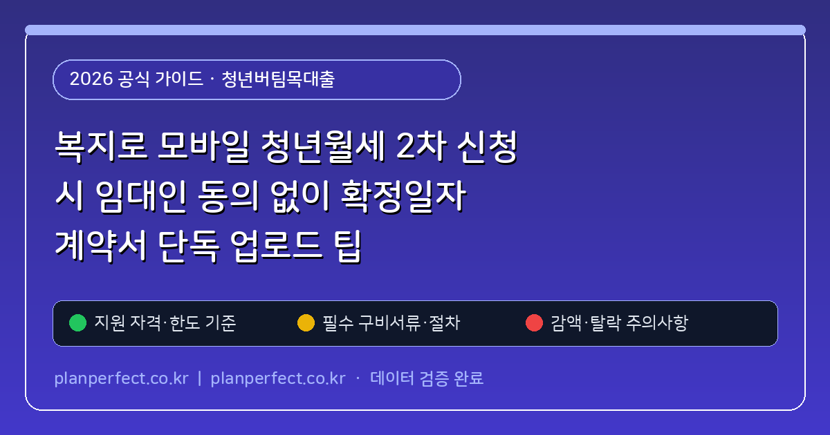 복지로 모바일 청년월세 2차 신청 시 임대인 동의 없이 확정일자 계약서 단독 업로드 팁